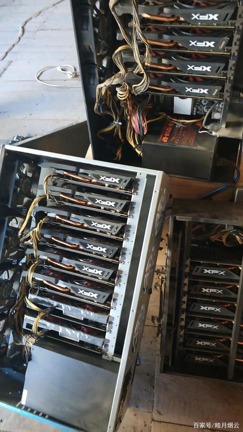 A cryptocurrency miner inspecting his mining rig.