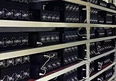 An illustration of a high-efficiency mining rig in action at a bustling farm